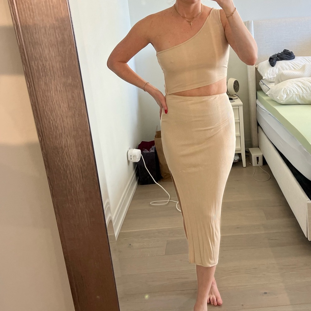 Tan Cut-out dress